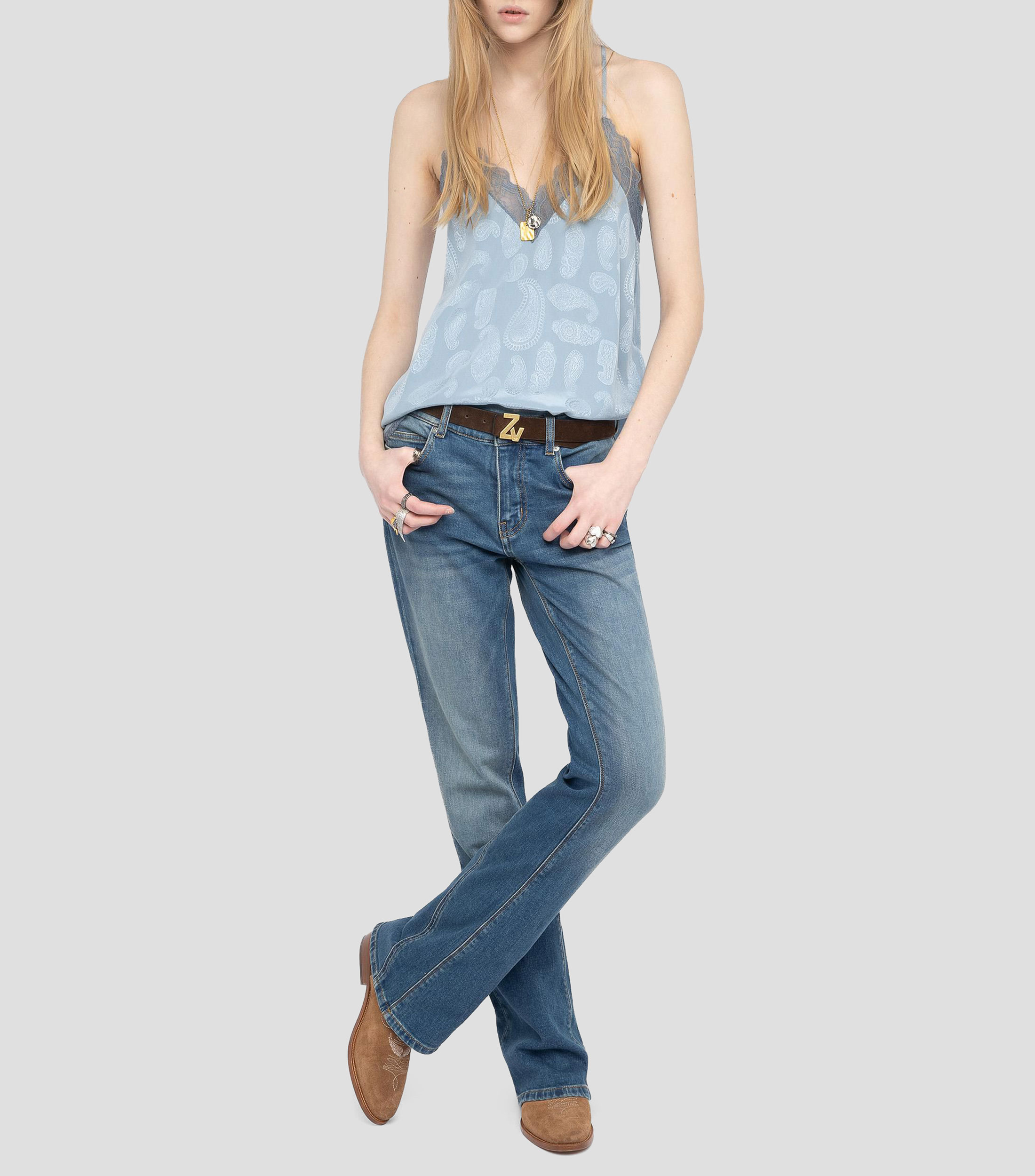 Blusa estampada sin mangas Mujer